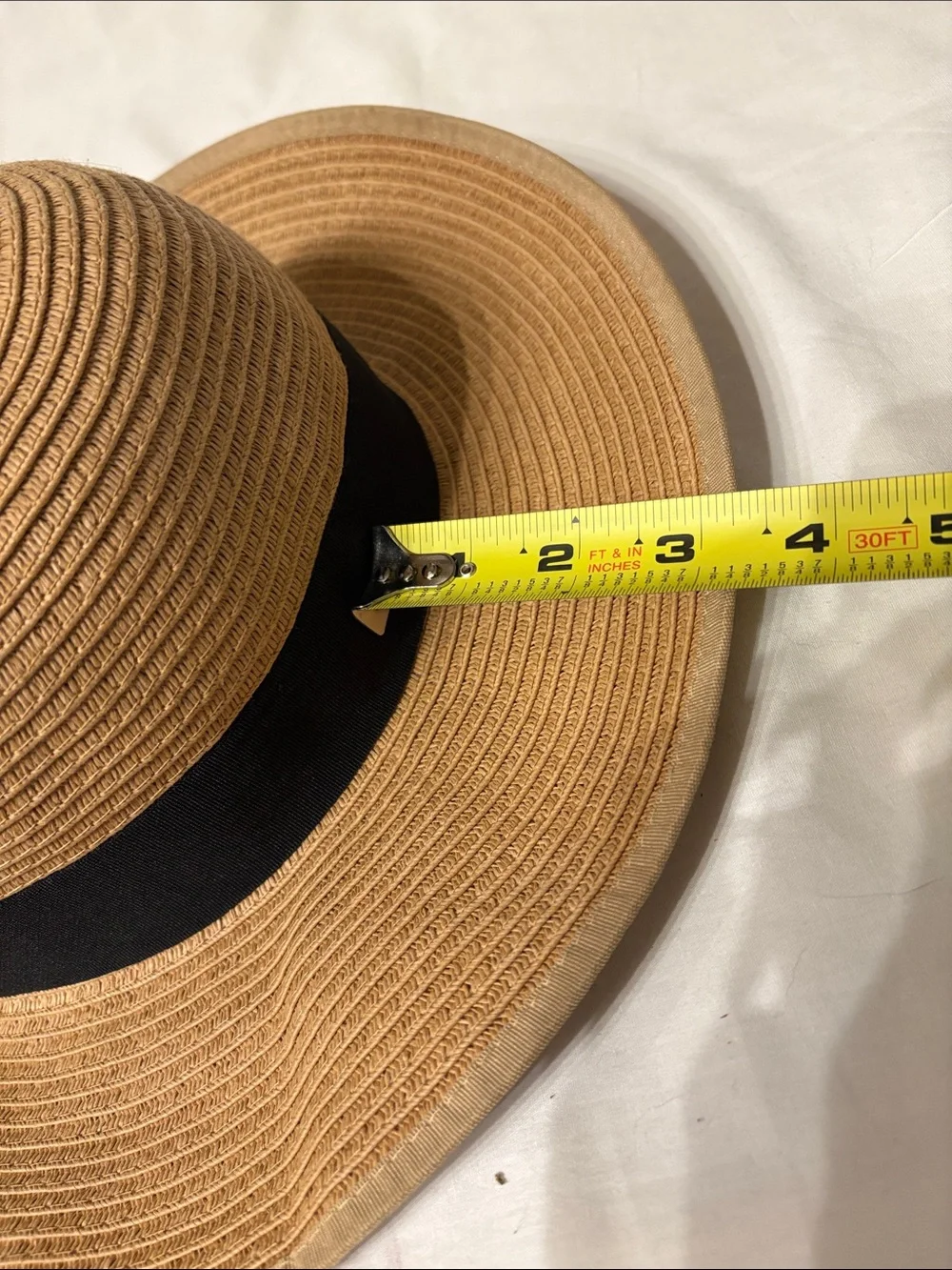LC Lauren Conrad Tan Straw Sun Hat with Black Ribbon Bow